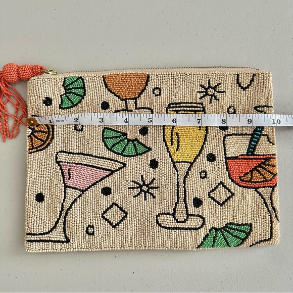 Anthropologie The Fiona Large Beaded Bag Pouch Clutch Tassel Retro Chic NWOT - Picture 4 of 8